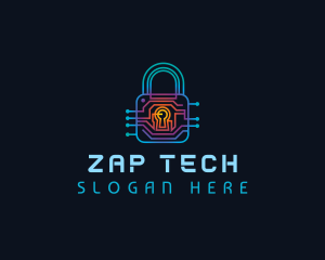 Circuit Tech Padlock logo design