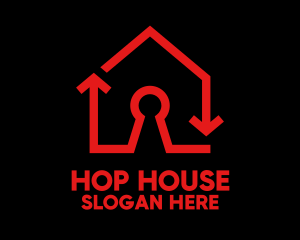 Red Keyhole House logo design