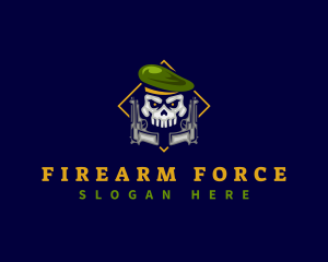 Military Skull Pistol logo design