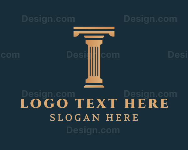 Modern Greek Pillar Letter T Logo