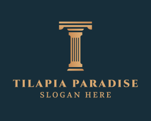 Modern Greek Pillar Letter T logo design