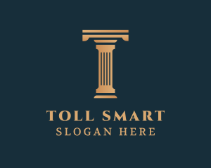 Modern Greek Pillar Letter T logo design