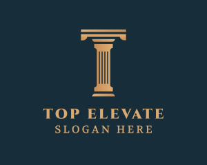 Modern Greek Pillar Letter T logo design