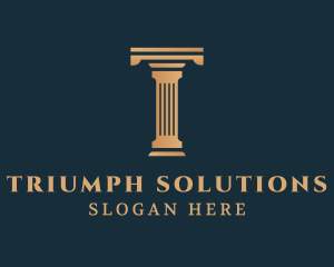 Modern Greek Pillar Letter T logo design