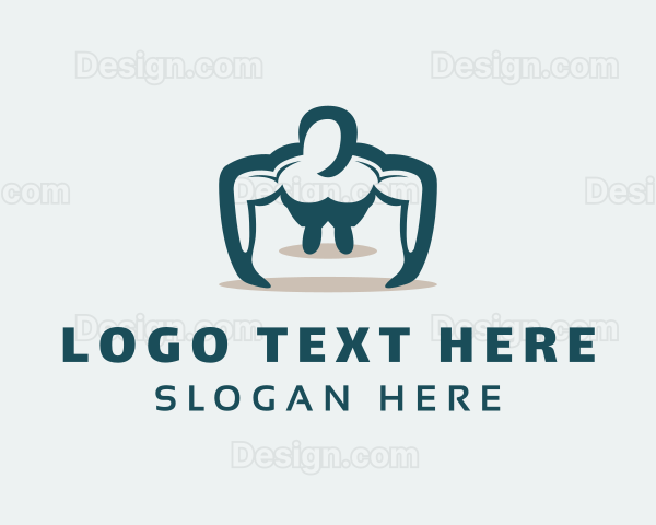 Teal Muscle Bodybuilder Logo