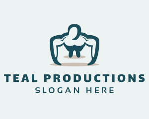 Teal Muscle Bodybuilder logo