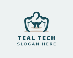 Teal Muscle Bodybuilder logo