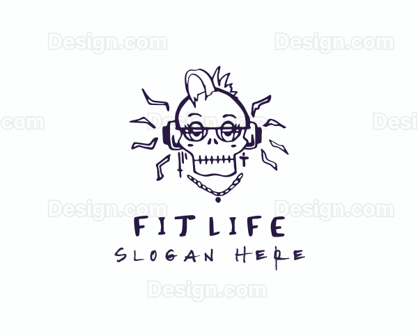 Hip Hop Skull Headphones Logo