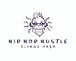 Hip Hop Skull Headphones logo design