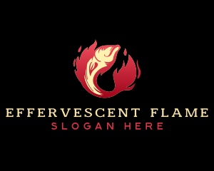 Flaming Seafood BBQ Fish logo design