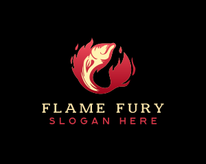 Flaming Seafood BBQ Fish logo design