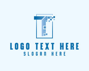 Digital Pixel Letter T logo
