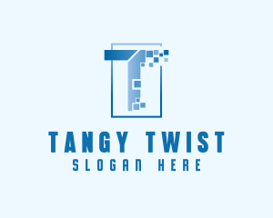 Digital Pixel Letter T logo design