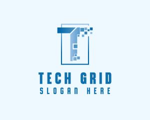 Digital Pixel Letter T logo design