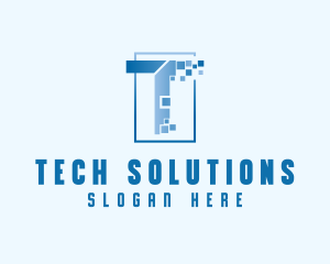 Digital Pixel Letter T logo design