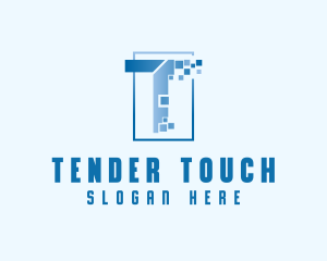 Digital Pixel Letter T logo design