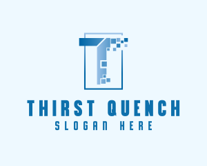 Digital Pixel Letter T logo design