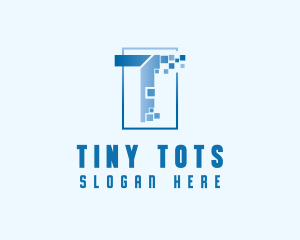 Digital Pixel Letter T logo design