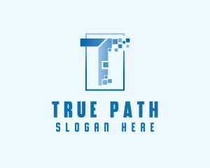 Digital Pixel Letter T logo design