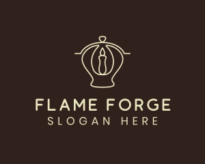 Lamp Candle Flame logo design