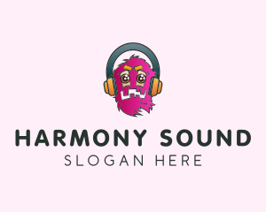 Pink Monster Headphones logo design