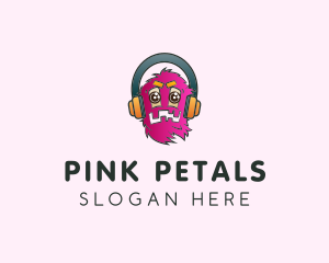 Pink Monster Headphones logo design