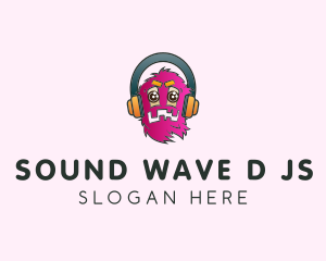 Pink Monster Headphones logo design