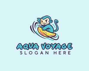 Wave Surfing Monkey logo design