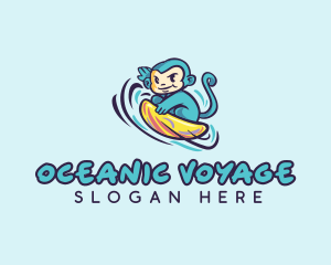 Wave Surfing Monkey logo design