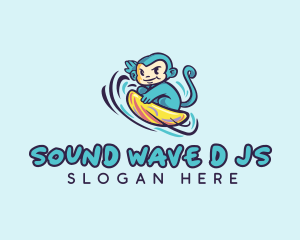 Wave Surfing Monkey logo design