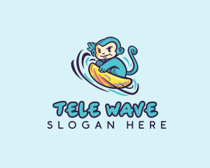 Wave Surfing Monkey logo design