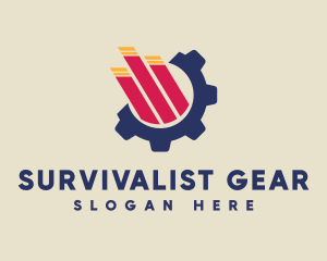 Gear Wheel Graph Bar logo design