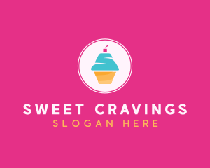 Cupcake Dessert Letter S logo design