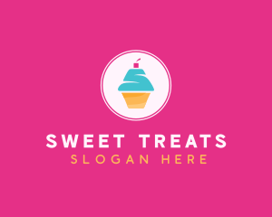 Cupcake Dessert Letter S logo design