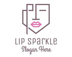 Geometric Face Lips logo design