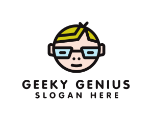 Glasses Nerd Kid logo design