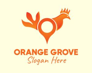 Orange Rooster Location Pin logo design