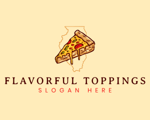 Pizza Food Illinois logo design