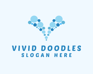 Blue Bubbles Letter V logo design