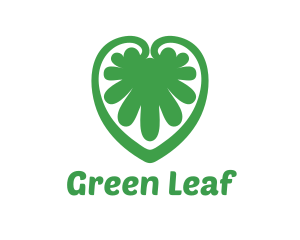 Green Leaf Abstract Heart logo design