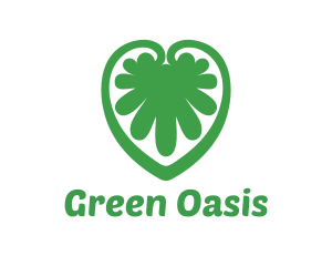 Green Leaf Abstract Heart logo design