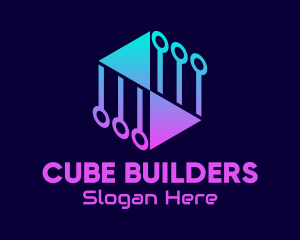 Cyber Circuit Cube logo design