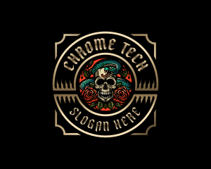 Poison Rose Skull logo design