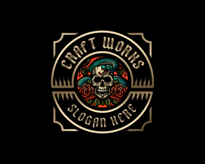 Poison Rose Skull logo design