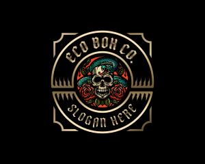 Poison Rose Skull logo design