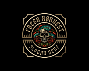 Poison Rose Skull logo design