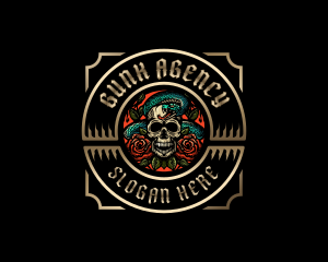 Poison Rose Skull logo design