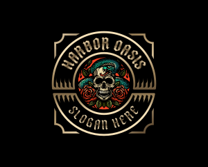 Poison Rose Skull logo design