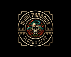 Poison Rose Skull logo design