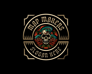 Poison Rose Skull logo design